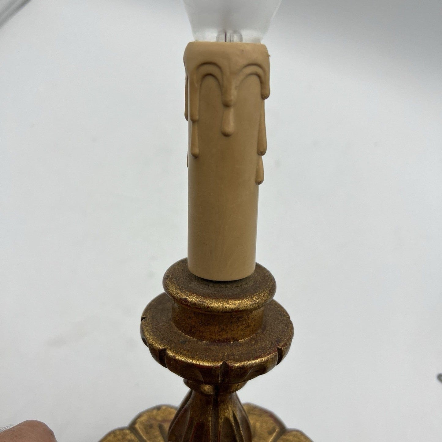 Lampada Bugia antica da tavolo vintage Abatjour a foglia Oro Lume in legno Categoria Lampade Appliques