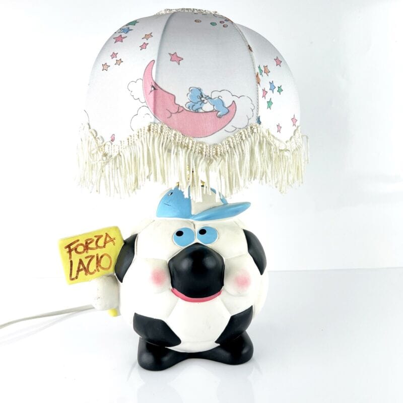 Lampada da cameretta Forza Lazio Squadra Abat jour Bambino Pallone in ceramica Categoria Giocattoli vintage