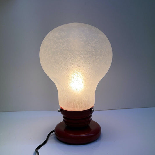 Lampada da tavolo di design a forma di lampadina anni 90 modernariato base rossa Categoria Lampade Appliques
