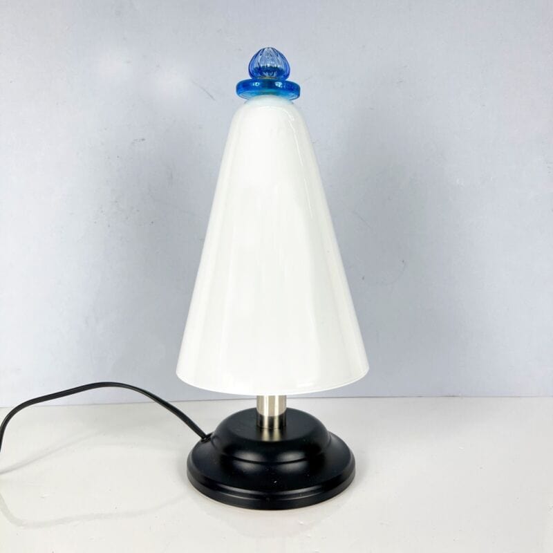 Lampada da tavolo in vetro lattimo bianco fungo vintage anni 90 abatjour design Categoria Lampade Appliques