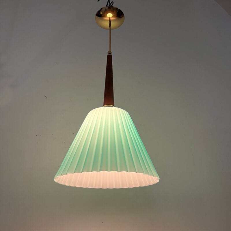 Lampadario lampada a sospensione in vetro verde di Murano Vintage Modernariato Categoria Lampade Appliques