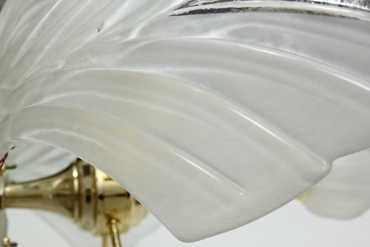 LAMPADARIO VINTAGE CON GRANDI FOGLIE IN VETRO DI MURANO LAMPADA A SOSPENSIONE Categoria Lampade Appliques