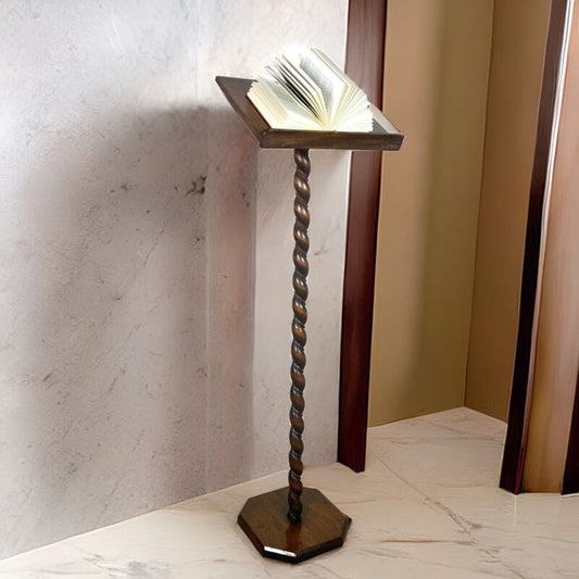 Leggio antico da terra a colonna in legno torciglione per libri spartiti chiesa Categoria Libri