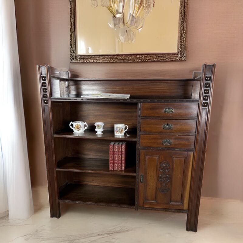 Libreria antica Etagere stile Liberty mobile scaffale in legno d' epoca 900 Categoria Arredamento