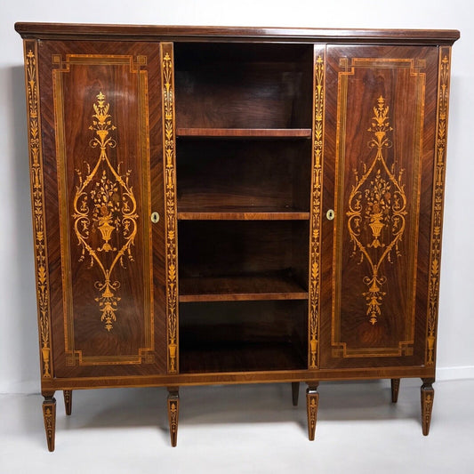 Libreria antica in stile LUIGI XVI Etagere 900 mobile legno intarsiato soggiorno Categoria Vetrine