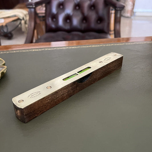 Livella a due bolle antica in legno e ottone XX secolo inglese strumento 900 Categoria Attrezzi e Strumenti
