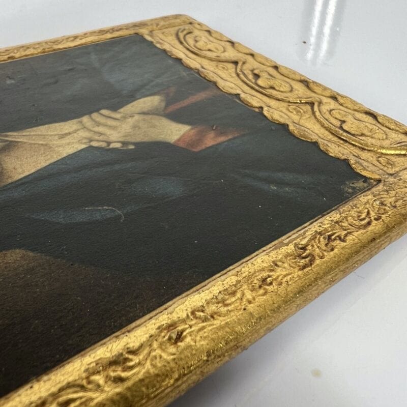 Madonna addolorata del Sassoferrato antica in legno e oro Icona religiosa 1960 Categoria  Oggetti sacri - rosari