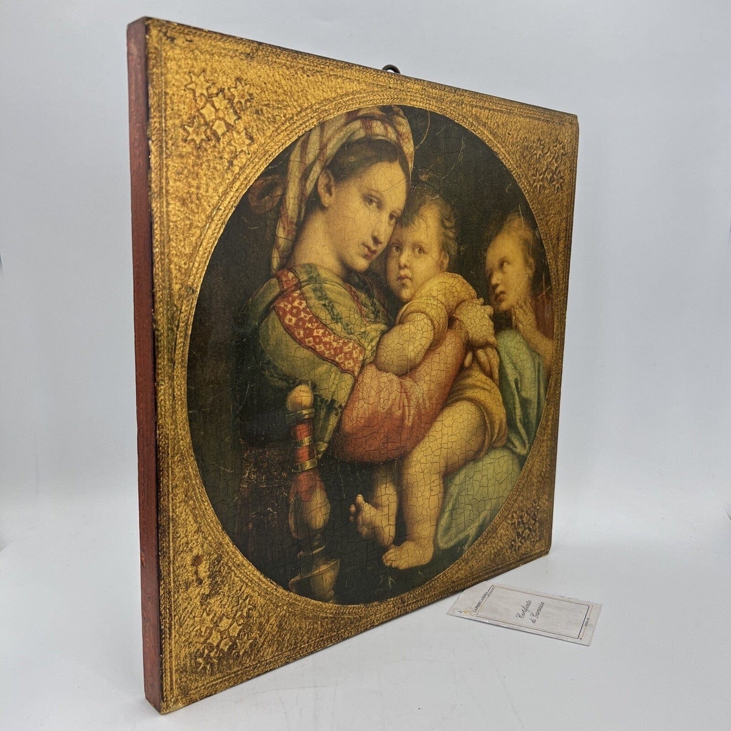 Madonna della Seggiola antica Fiorentina Icona Quadro Raffaello con cornice oro Categoria Oggetti sacri - rosari