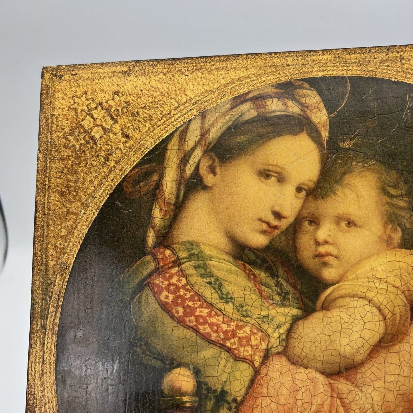 Madonna della Seggiola antica Fiorentina Icona Quadro Raffaello con cornice oro Categoria Oggetti sacri - rosari