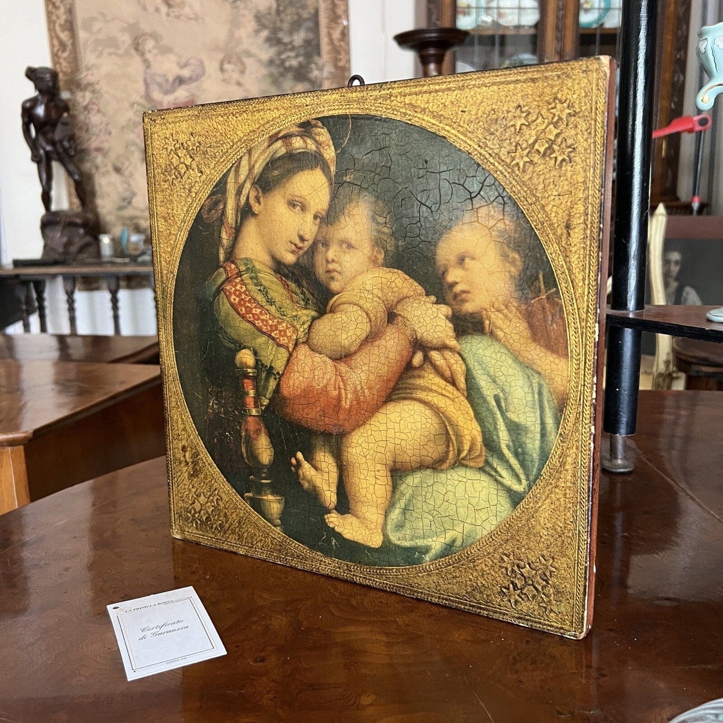 Madonna della Seggiola antica Fiorentina Icona Quadro Raffaello con cornice oro Categoria Oggetti sacri - rosari