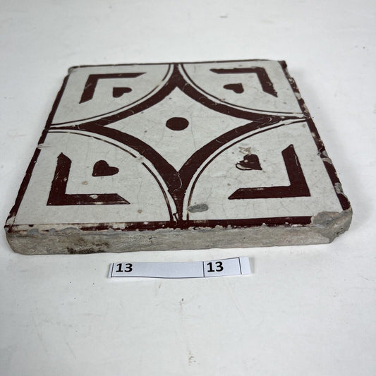 Mattonella Antica Decorativa Piastrella Riggiola vecchia Maiolica D'epoca Art 13 Categoria Arte e antiquariato:Porcellana e ceramica:Piastrelle e mattonelle