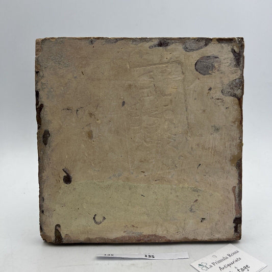 Mattonella Antica Decorativa Piastrella Riggiola vecchia Maiolica D'epoca Art135 Categoria Arte e antiquariato:Porcellana e ceramica:Piastrelle e mattonelle