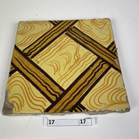 Mattonella Antica Decorativa Piastrella Riggiola vecchia Maiolica D'epoca Art17 Categoria Arte e antiquariato:Porcellana e ceramica:Piastrelle e mattonelle