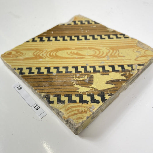 Mattonella Antica Decorativa Piastrella Riggiola vecchia Maiolica D'epoca Art18 Categoria Arte e antiquariato:Porcellana e ceramica:Piastrelle e mattonelle