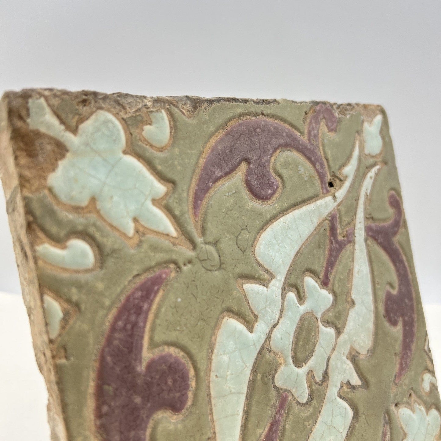 Mattonella Antica Decorativa Piastrella Riggiola vecchia Maiolica D'epoca Art26 Categoria Arte e antiquariato:Porcellana e ceramica:Piastrelle e mattonelle