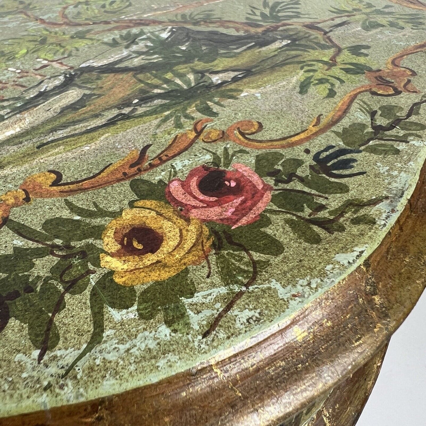 Mensola consolle antica veneziana in legno con cassetto laccata oro verde parete Categoria Mensole