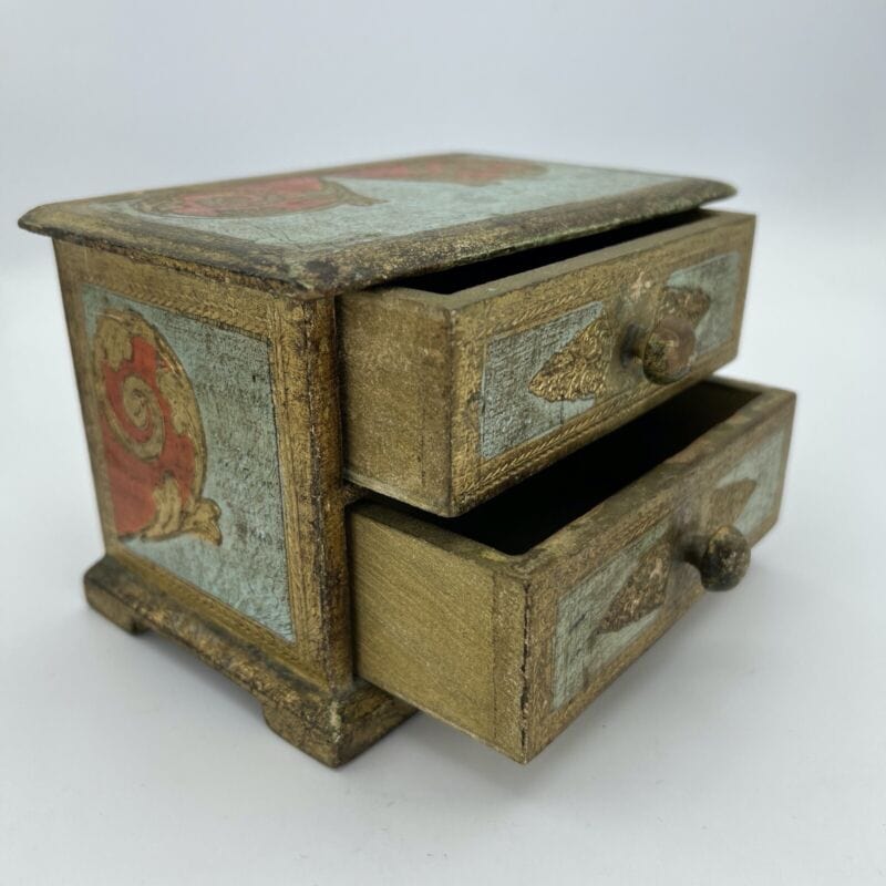 Mobile antico in miniatura comò stile fiorentino portagioie legno con cassetto Categoria  Giocattoli vintage