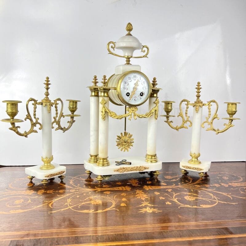 Orologio a Pendolo da Tavolo Antico Francese camino in marmo bronzo Funzionante Categoria Orologi, Accessori & Ricambi