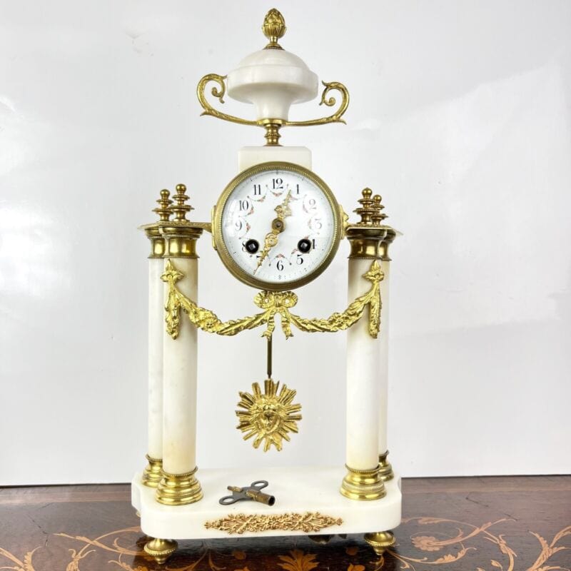 Orologio a Pendolo da Tavolo Antico Francese camino in marmo bronzo Funzionante Categoria Orologi, Accessori & Ricambi