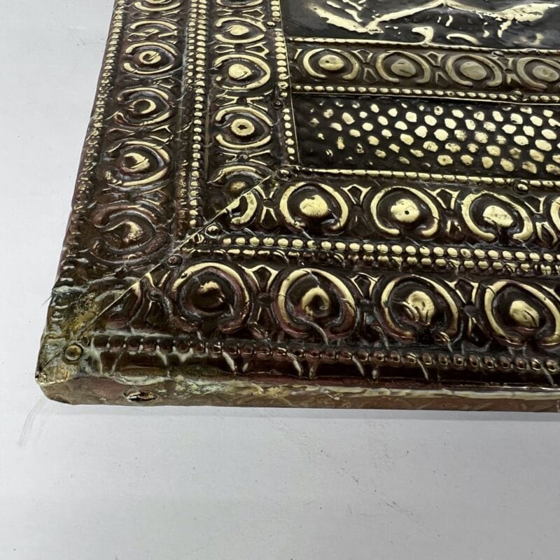 Pannello decorativo Veliero antico in legno e ottone d'epoca Galeone inglese 900 Categoria Ottone