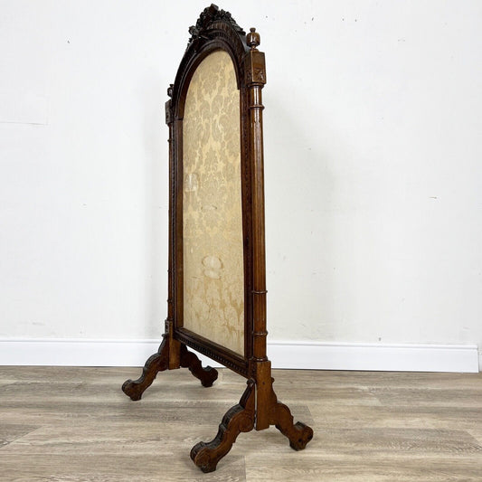 Parascintille antico per camino in legno con tessuto paravento parafuoco d epoca Categoria Camino - Parascintille