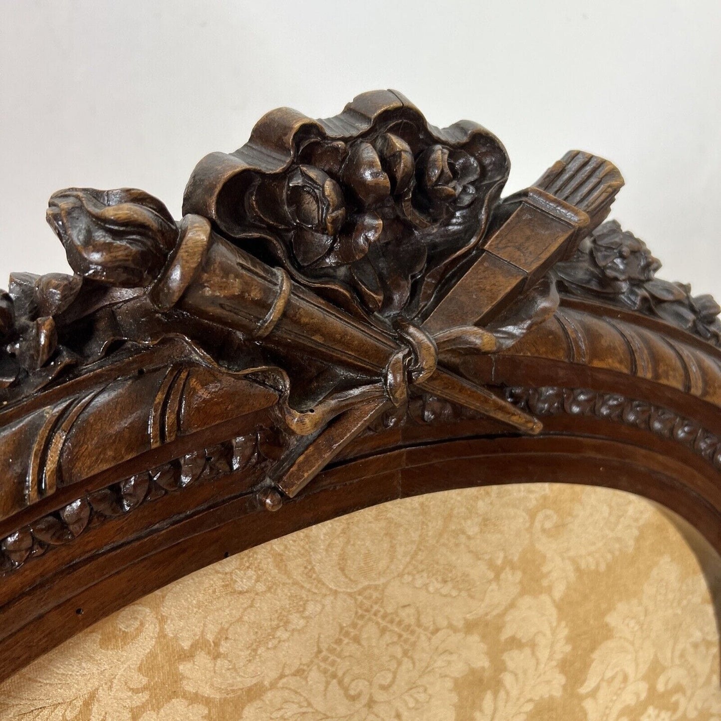 Parascintille antico per camino in legno con tessuto paravento parafuoco d epoca Categoria Camino - Parascintille