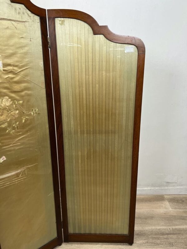 Paravento Antico separè divisorio 800 inglese seta ricamata a mano Antiquariato Categoria Complementi d'arredo
