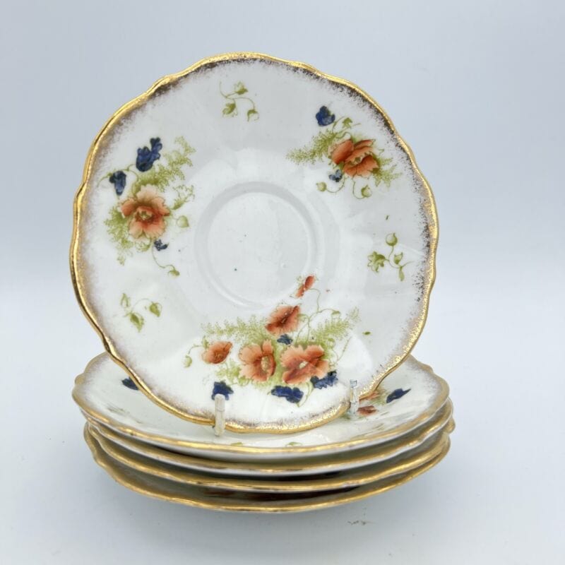 Piattino piatto antico inglese in porcellana bone china Epoca 900 dipinto fiori Categoria Ceramiche e Porcellane