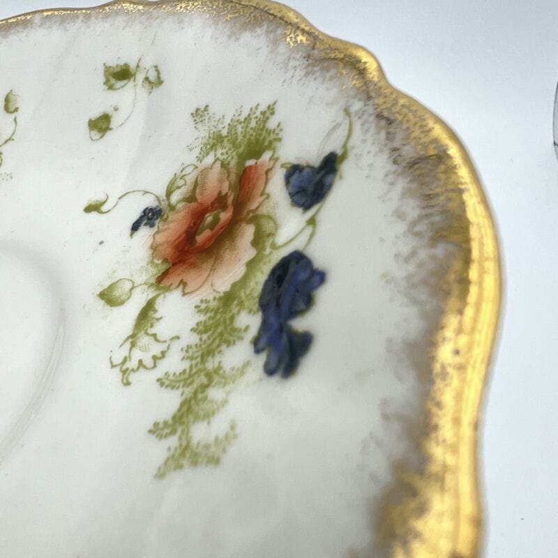 Piattino piatto antico inglese in porcellana bone china Epoca 900 dipinto fiori Categoria Ceramiche e Porcellane
