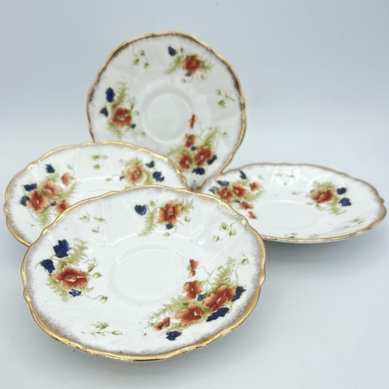 Piattino piatto antico inglese in porcellana bone china Epoca 900 dipinto fiori Categoria Ceramiche e Porcellane