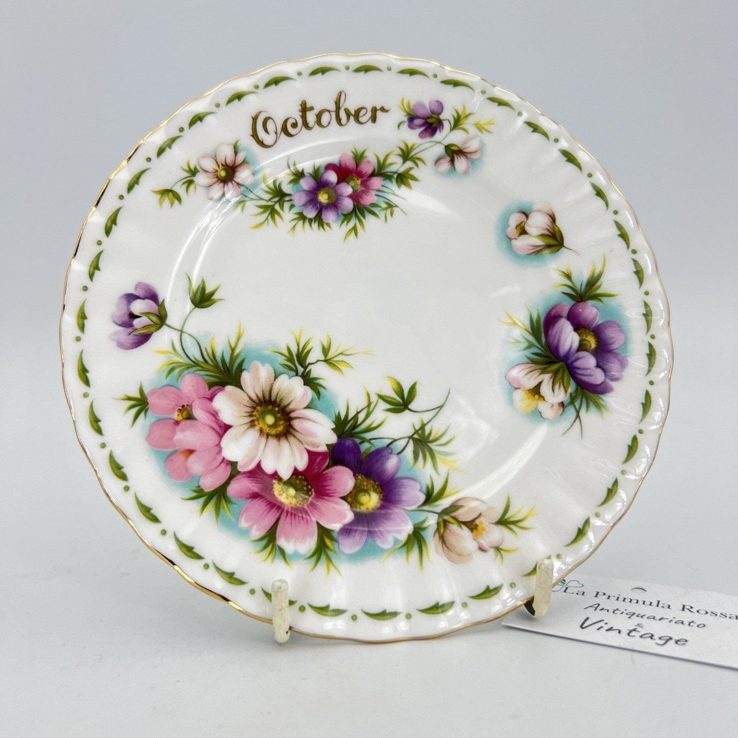 Piattino piatto da dolce per tazza tazzina Royal Albert con mese inglese OTTOBRE Categoria Servizio tazze - Tazze