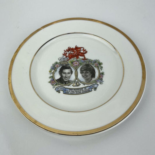 Piattino Vintage Inglese Matrimonio Principe Carlo e Lady Diana Casa Reale 1981 Categoria Ceramiche e Porcellane