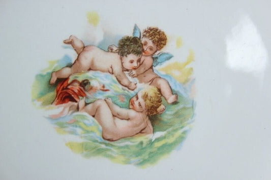 Piatto antico in ceramica laveno Verbanum Stone Sci decorativo con putti angeli Categoria Piatti e Piattini