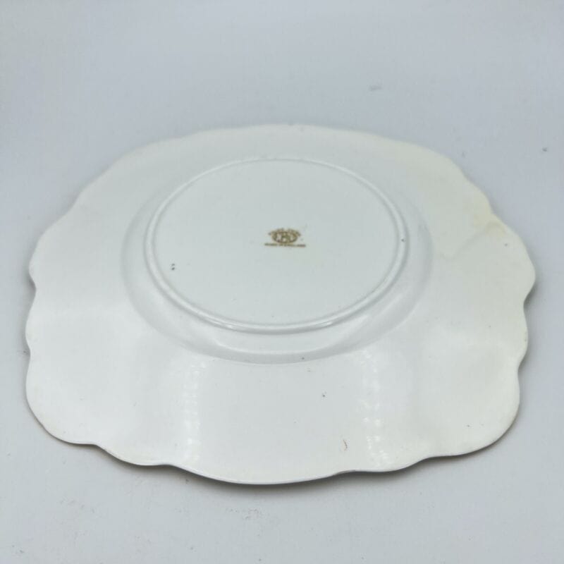 Piatto antico vassoio in porcellana per dolci decorato rosa e frutta da portata Categoria Ceramiche e Porcellane