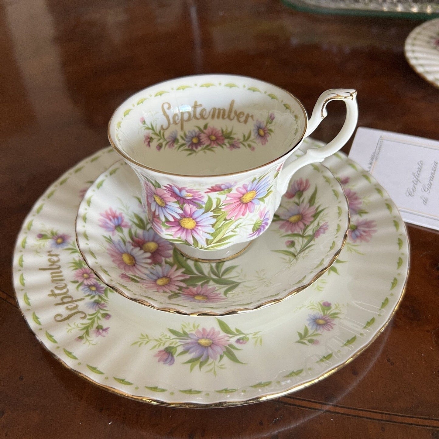 Piatto da dolce per frutta Royal Albert con mese Flower Of The Month SETTEMBRE Categoria Servizio tazze - Tazze