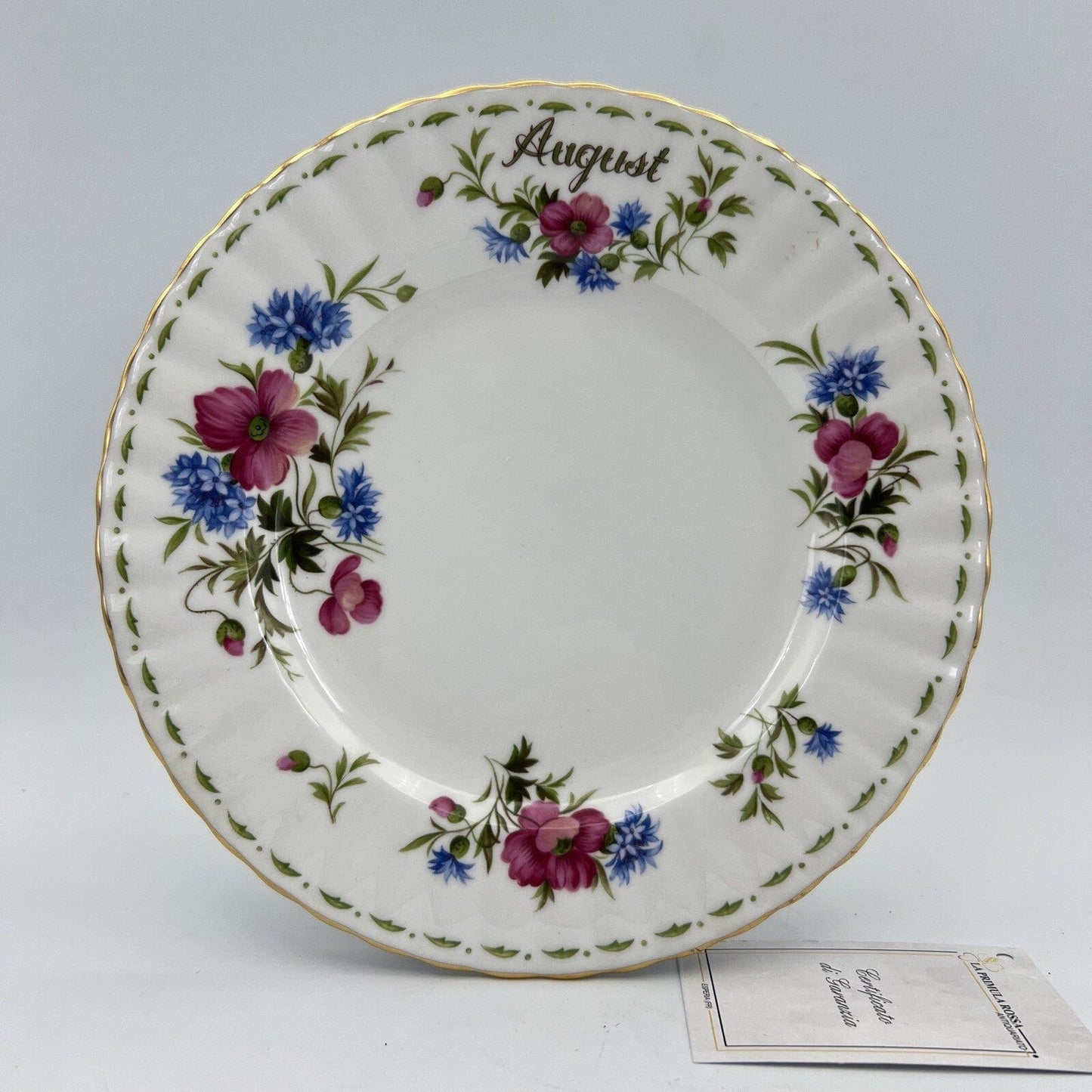 Piatto da dolce per frutta Royal Albert con mese Flower Of The Tè Month AGOSTO Categoria Servizio tazze - Tazze