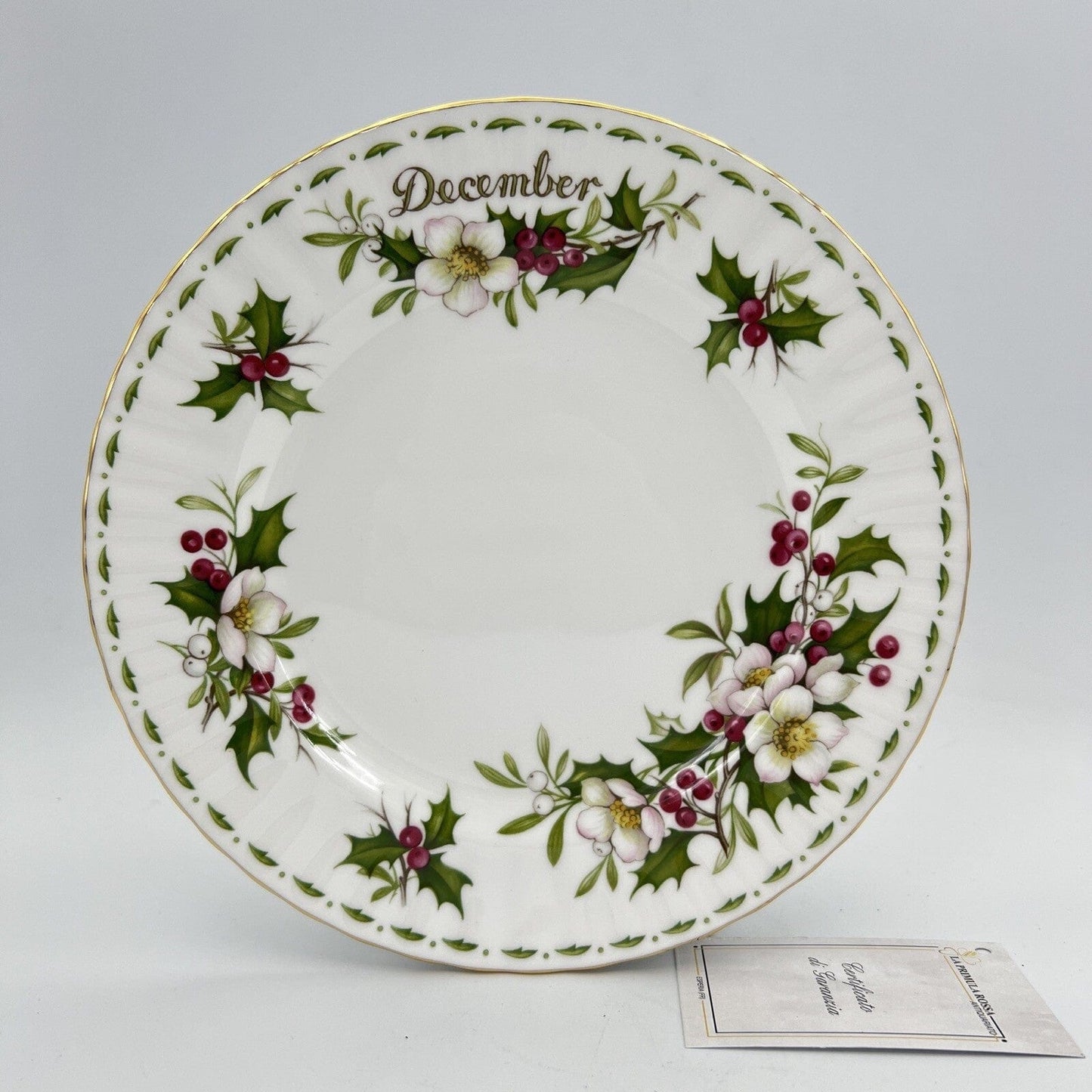 Piatto da dolce per frutta Royal Albert con mese Flower Of The Tè Month DICEMBRE Categoria Servizio tazze - Tazze