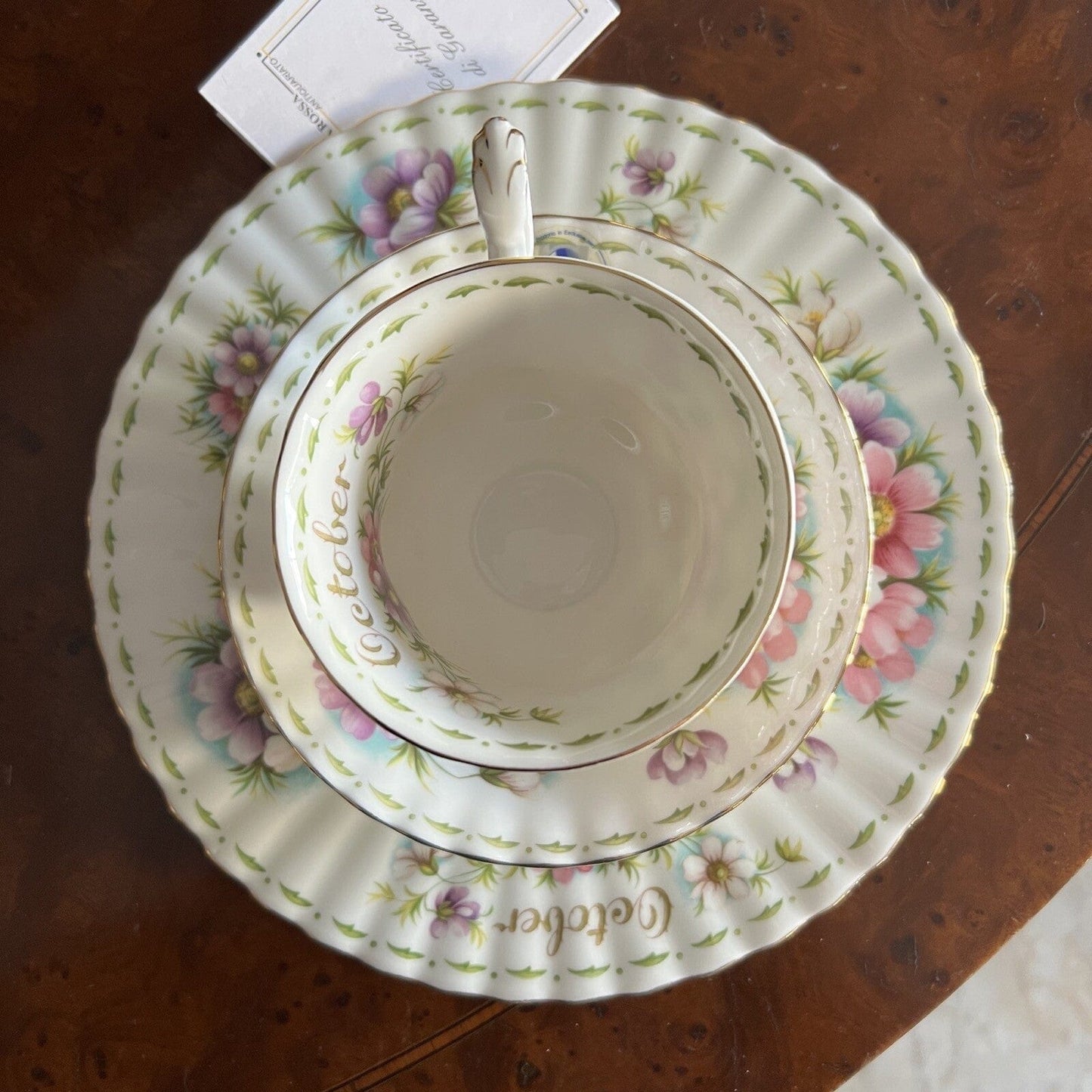 Piatto da dolce per frutta Royal Albert con mese Flower Of The Tè Month OTTOBRE Categoria Servizio tazze - Tazze