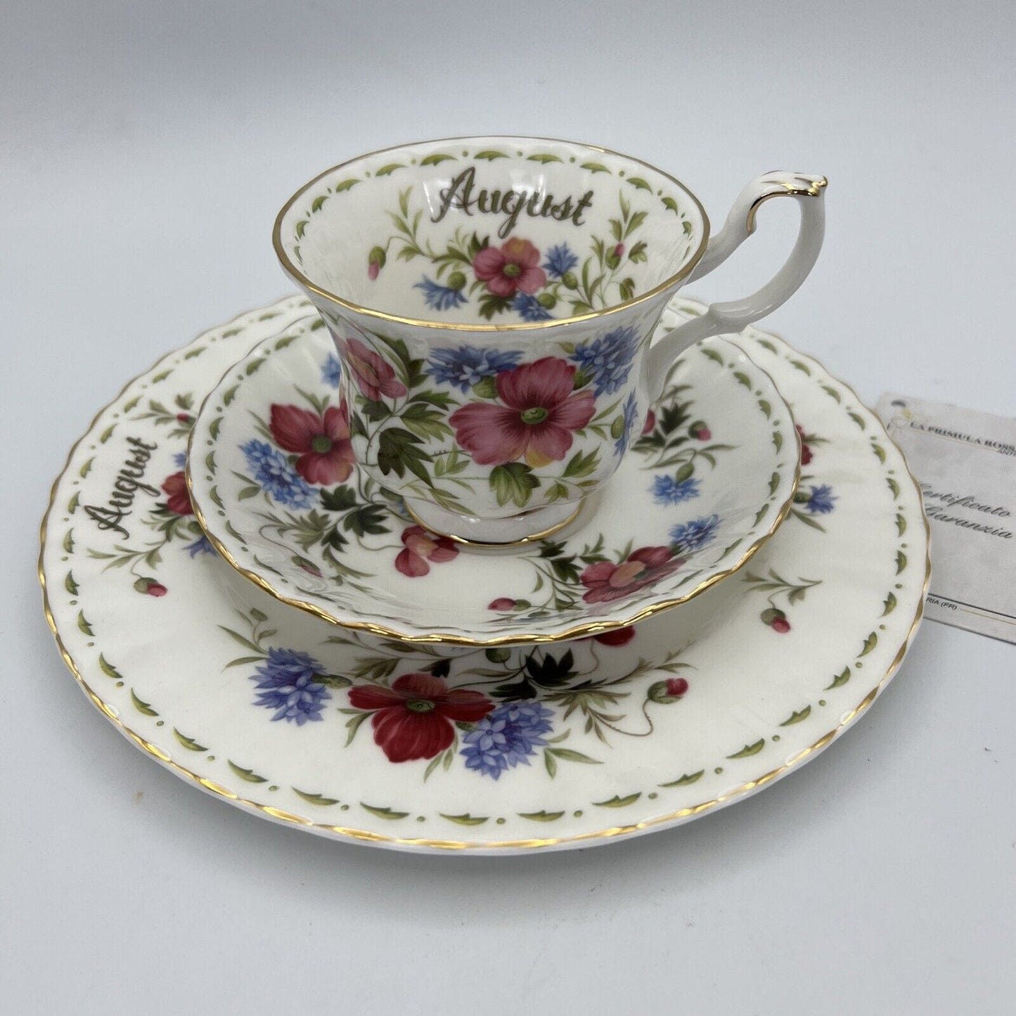 Piatto da dolce per frutta Royal Albert con mese inglese piattino Agosto 21 cm Categoria Servizio tazze - Tazze