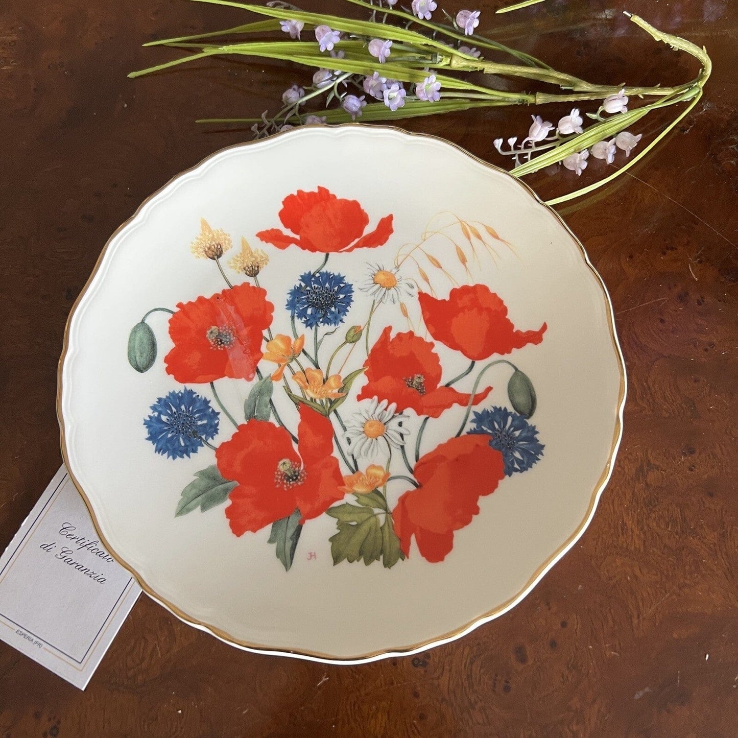Piatto decorativo Porcellana Royal Albert British Wild Flowers Fiori Papaveri Categoria Piatti e Piattini