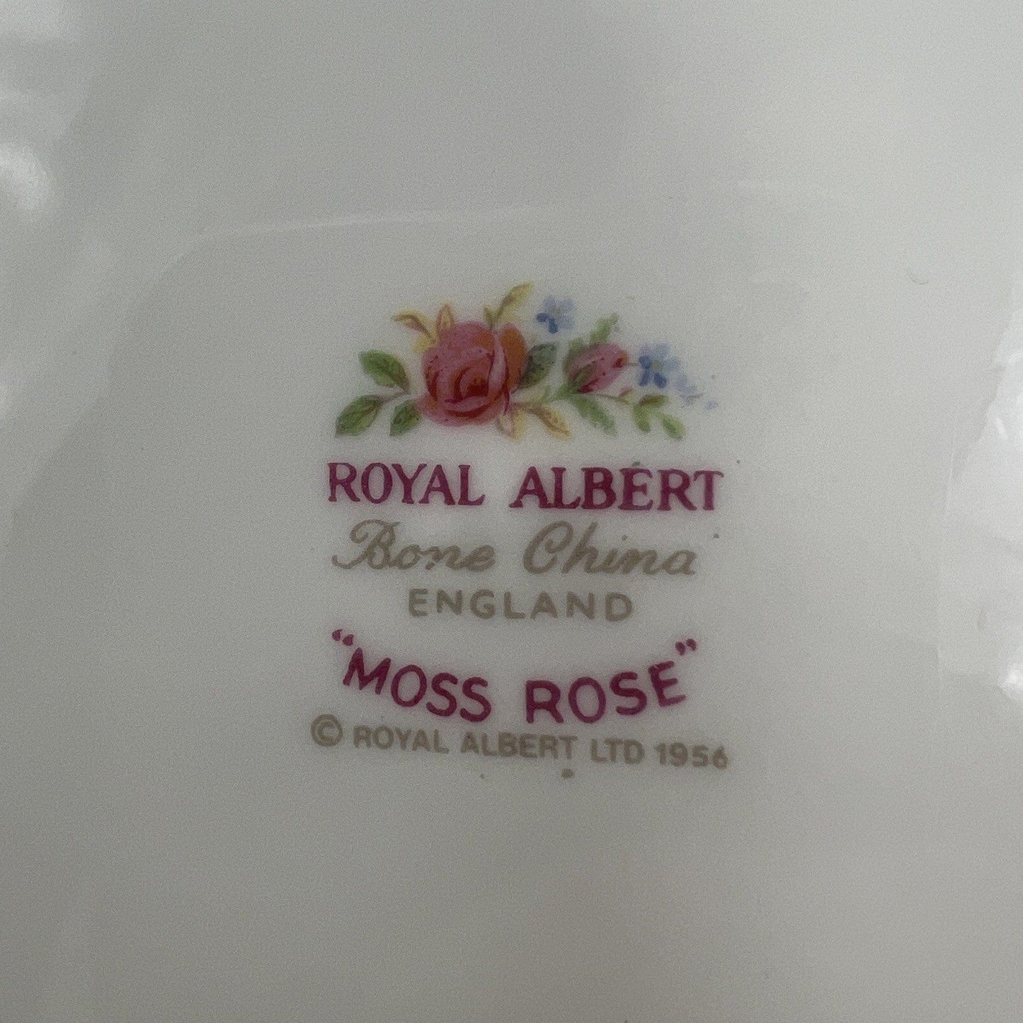 Piatto inglese in porcellana Vintage Royal Albert piattino 21 cm Moss Rose 1956 Categoria Servizio tazze - Tazze