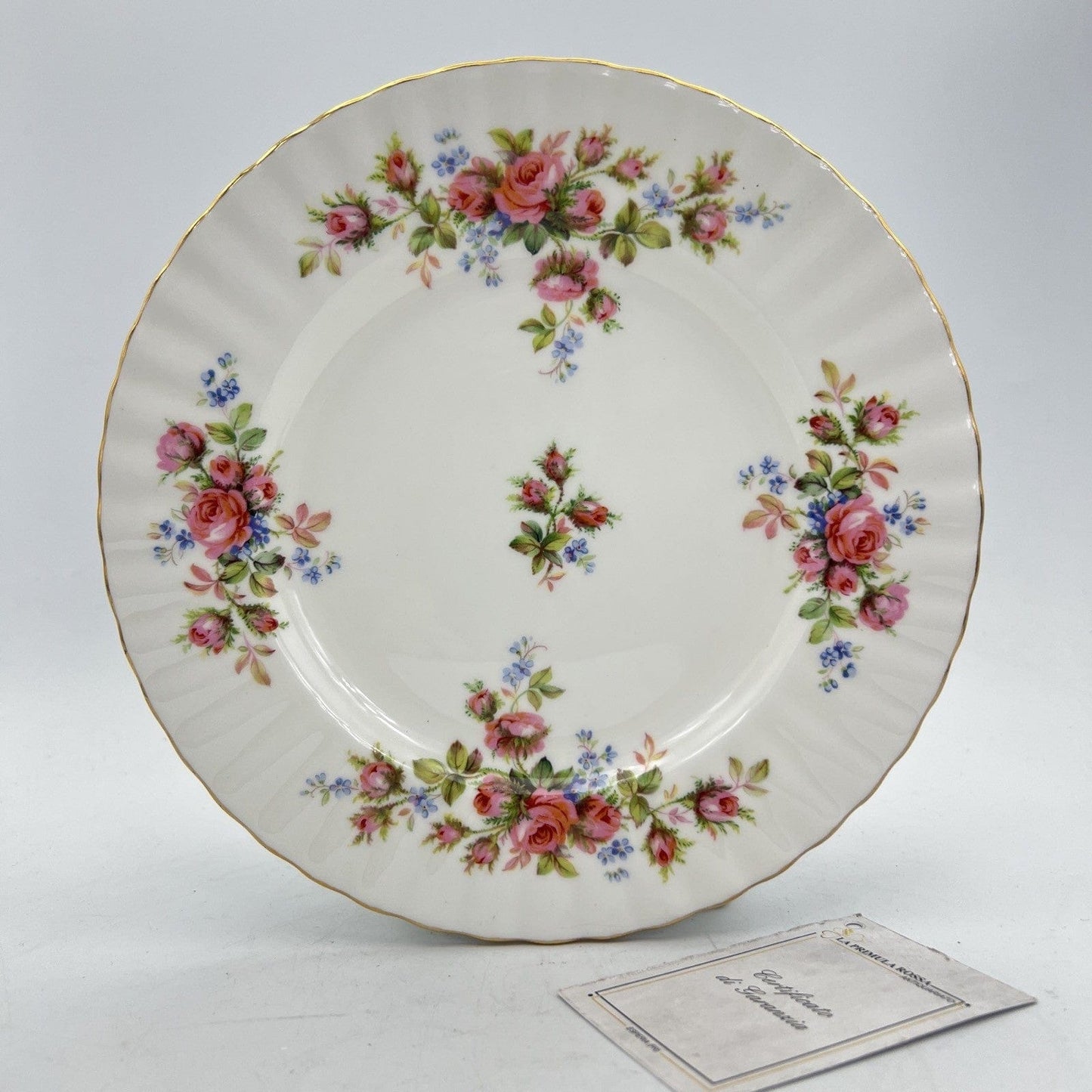 Piatto inglese in porcellana Vintage Royal Albert piattino 21 cm Moss Rose 1956 Categoria Servizio tazze - Tazze