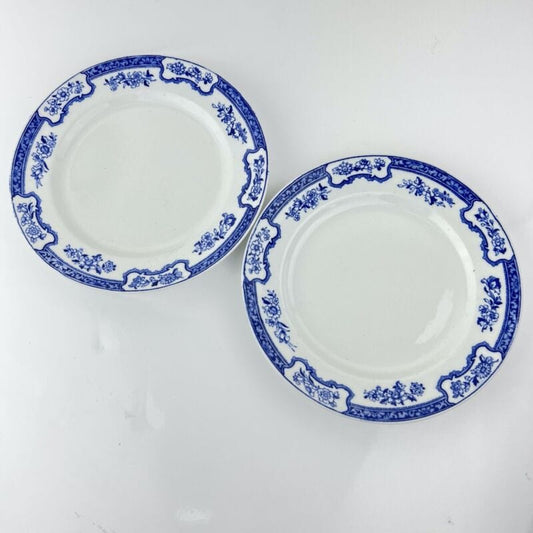 Piatto piano inglese decorativo antico 900 in ceramica bianco blu da collezione Categoria Piatti e Piattini