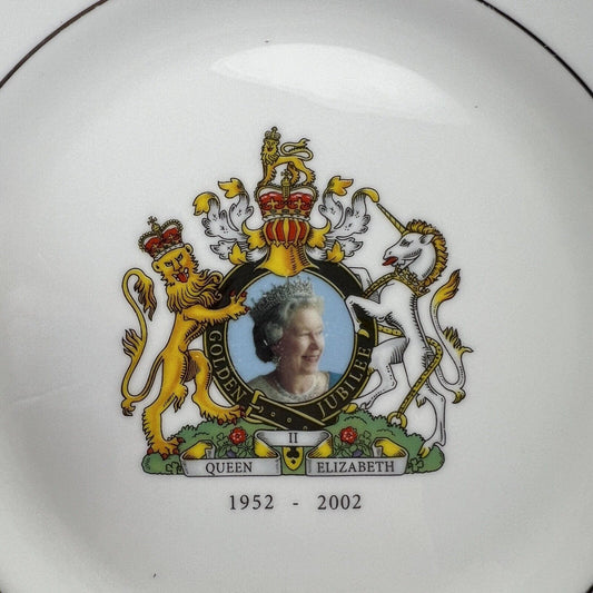 Piatto Piattino Inglese Regina Elisabetta II Casa Reale 50° anniversario 2002 Categoria Arte e antiquariato:Porcellana e ceramica:Altro porcellana e ceramica