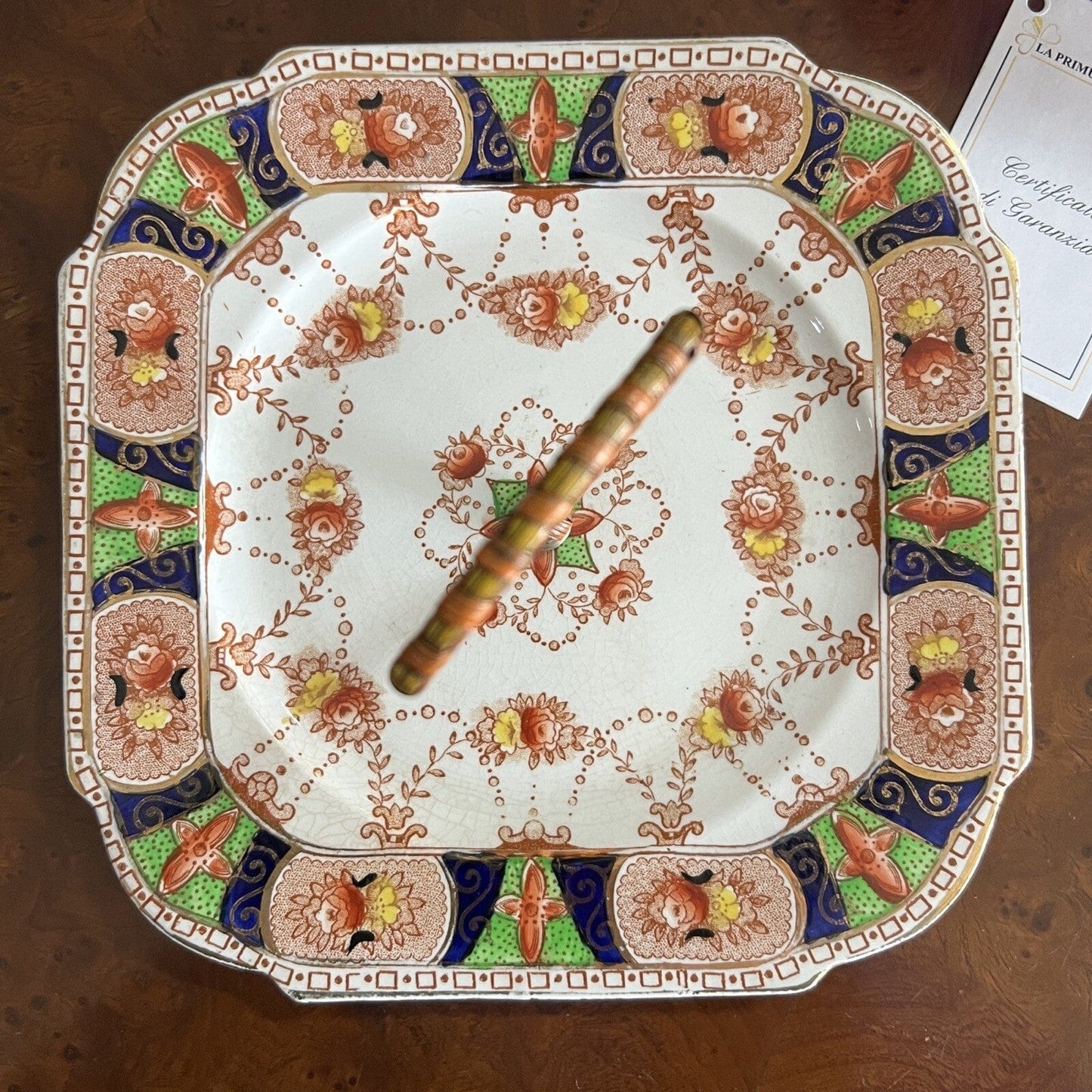 Piatto Vassoio antico Inglese in caeramica bianca classico motivo Imari 900 Categoria Piatti Vassoio