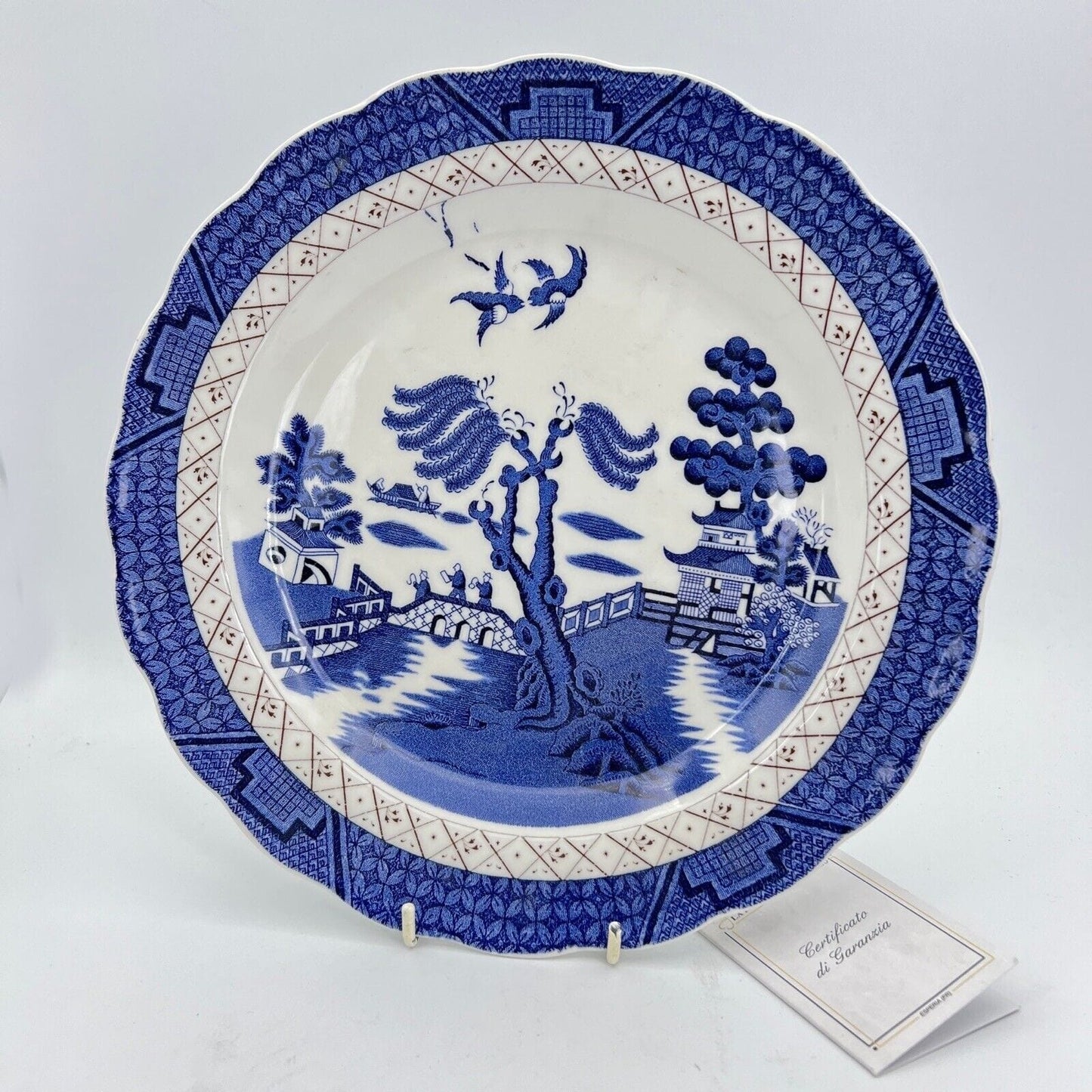 Piatto vintage in ceramica inglese royal doulton bianco blu Serie old Willow Categoria  Piatti e Piattini