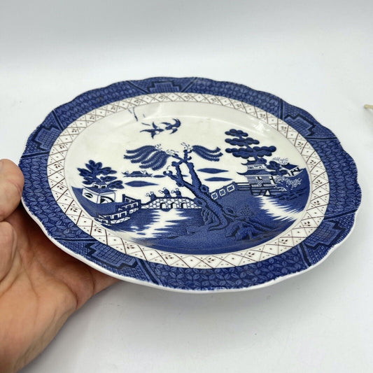 Piatto vintage in ceramica inglese royal doulton bianco blu Serie old Willow Categoria Piatti e Piattini