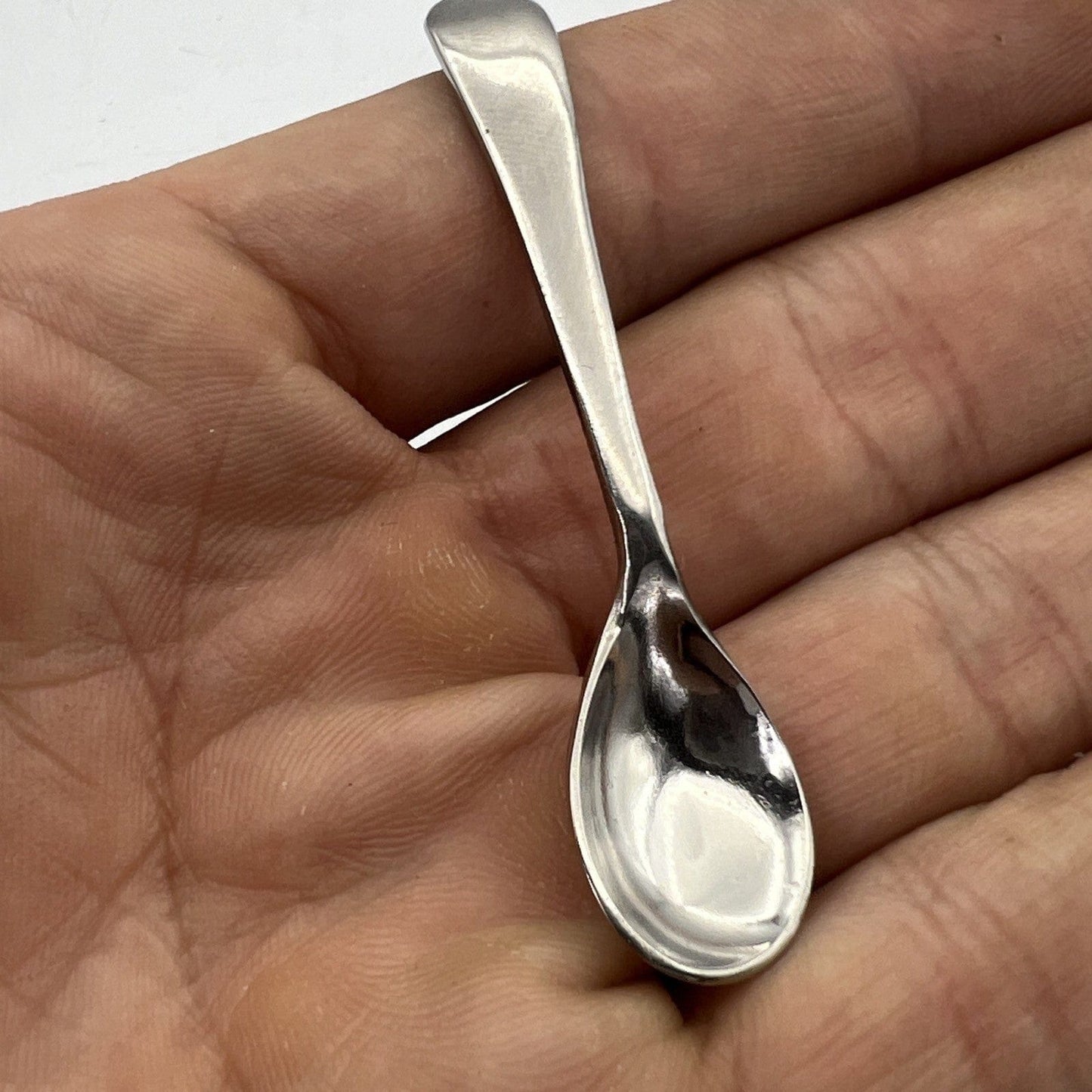 Piccolo Cucchiaino antico per sale spezie senape in Acciaio staybrite Vintage Categoria Sheffield & Argento