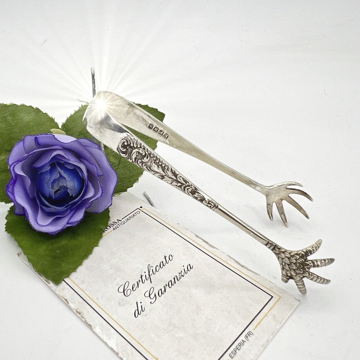 Pinza antica in argento sheffield per zollette zucchero Pinze silver plated '900 Categoria Sheffield & Argento