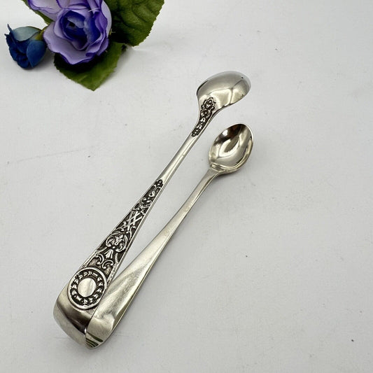Pinza antica in Argento sheffield per zollette zucchero posata inglese d'epoca K Categoria Sheffield & Argento